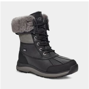 NEW UGG Adirondack III Winter Boots, Black/Grey, Fur, Mid-Calf